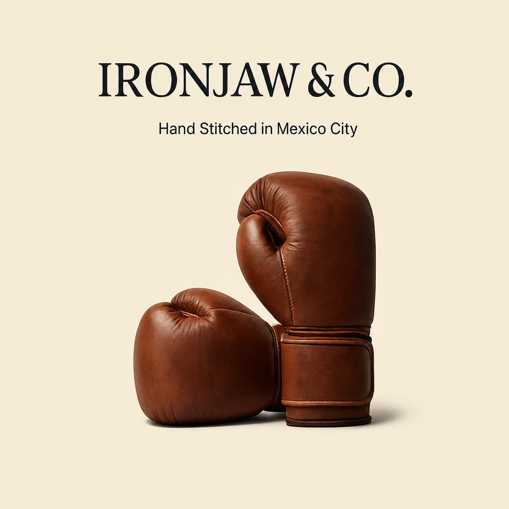 Ironjaw & Co storefront hero — Hand Stitched in Mexico City — generated end-to-end by Amboras